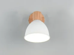 LED Wandstrahler aus Metall in Weiß & Holzoptik, Höhe 19cm