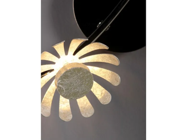 LED Wandstrahler BLOOM, Metall in Blattsilber, Breite 10cm