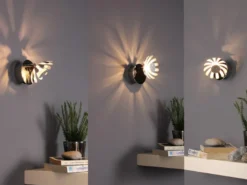 LED Wandstrahler BLOOM, Metall in Blattsilber, Breite 10cm