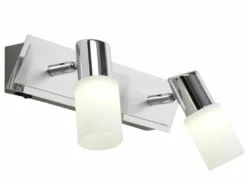 LED Wandstrahler CLAPTON 2-flammig mit Schalter & Glasschirmen, Breite 36cm
