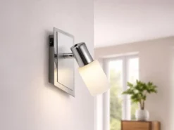 LED Wandstrahler CLAPTON mit Schalter und Glasschirm, Breite 7cm