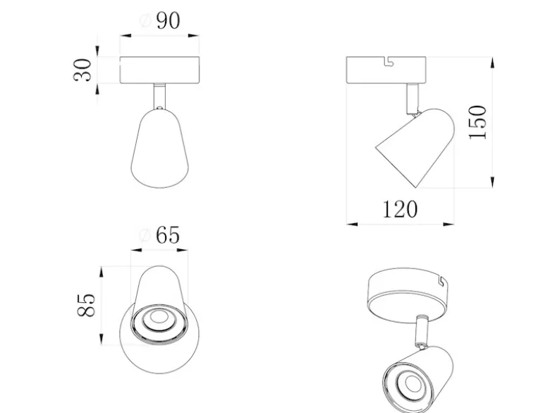 LED Wandstrahler & Deckenspot TOULOUSE Schwarz, Breite 9cm