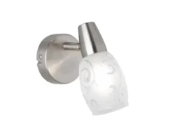 LED Wandstrahler dimmbar, Silber matt mit Dekorglas satiniert, Breite 8cm