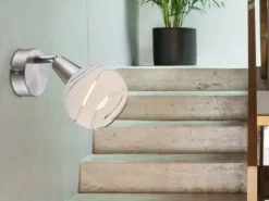 LED Wandstrahler ELLIOTT mit Glasschirm satiniert, Breite 9,7cm