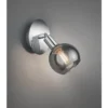 LED Wandstrahler 1-flammig Chrom mit Rauchglas, Breite 9cm