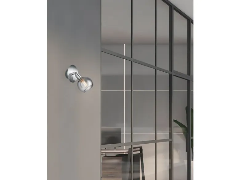 LED Wandstrahler 1-flammig Chrom mit Rauchglas, Breite 9cm