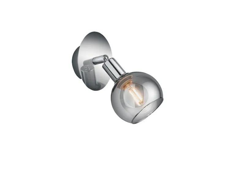 LED Wandstrahler 1-flammig Chrom mit Rauchglas, Breite 9cm