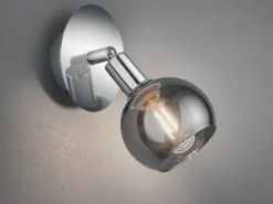 LED Wandstrahler 1-flammig Chrom mit Rauchglas, Breite 9cm