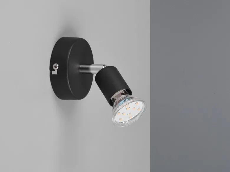 LED Wandstrahler 1 flammig Metall Schwarz, Breite 8cm