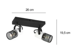 LED Wandstrahler 2-flammig mit Schalter, Schwarz & Holz Weiß, Breite 26cm