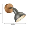 LED Wandstrahler Holz & Metall Silber Antik, Breite 11,5cm