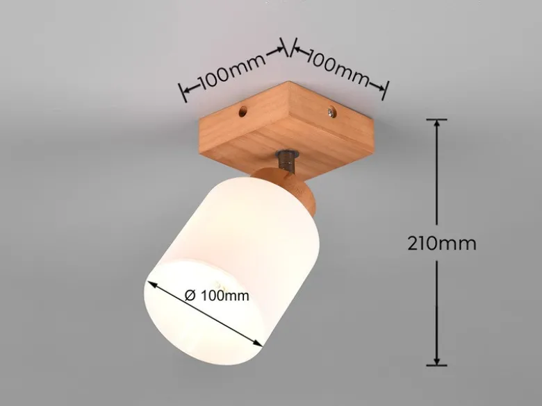 LED Wandstrahler Korpus Holz & Glasschirm Weiß, Breite 10cm