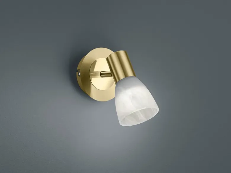 LED Wandstrahler LEVISTO Messing mit Glas Lampenschirm, Breite 10cm