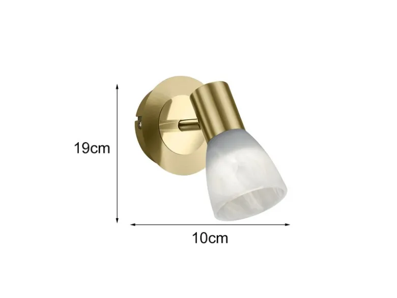 LED Wandstrahler LEVISTO Messing mit Glas Lampenschirm, Breite 10cm