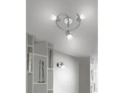 LED Wandstrahler LEVISTO Silber mit Glas Lampenschirm, Breite 10cm