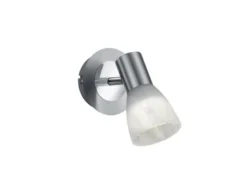 LED Wandstrahler LEVISTO Silber mit Glas Lampenschirm, Breite 10cm