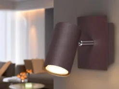 LED Wandstrahler Metall Rost mit schwenkbarem Spot, Breite 12cm