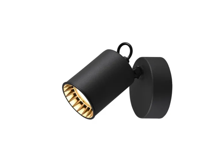 LED Wandstrahler Metallschirm Schwarz, Breite 9cm