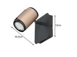 LED Wandstrahler Metall Schwarz / Coffee mit Schalter, Breite 12cm
