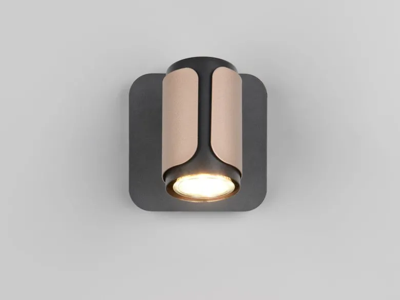 LED Wandstrahler Metall Schwarz / Coffee mit Schalter, Breite 12cm