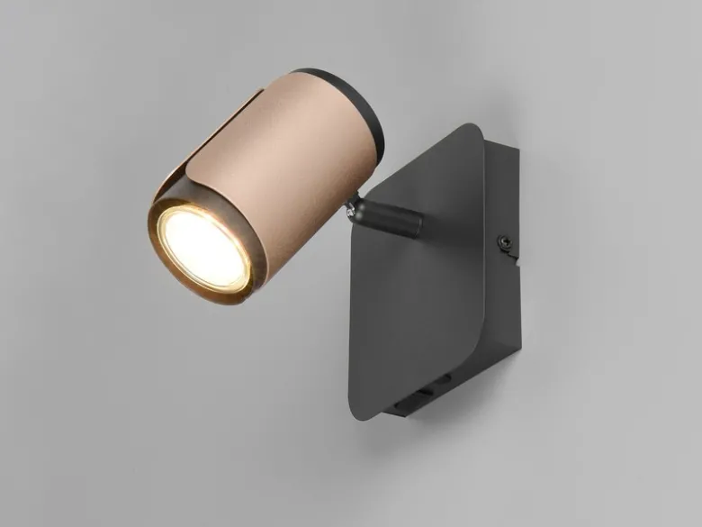 LED Wandstrahler Metall Schwarz / Coffee mit Schalter, Breite 12cm