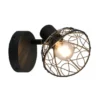 LED Wandstrahler Metall Schwarz mit Drahtgeflecht Lampenschirm, Höhe 14cm