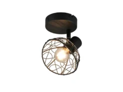 LED Wandstrahler Metall Schwarz mit Drahtgeflecht Lampenschirm, Höhe 14cm