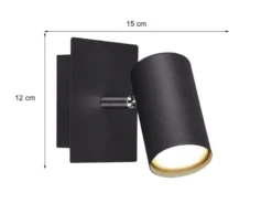 LED Wandstrahler Metall Schwarz mit schwenkbarem Spot, Breite 12cm