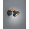 LED Wandstrahler Metall Schwarz mit Holzoptik, Breite 10cm