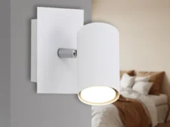 LED Wandstrahler Metall Weiß mit schwenkbarem Spot, Breite 12cm