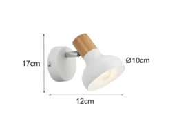 LED Wandstrahler Metall Weiß mit Holzoptik, Breite 10cm
