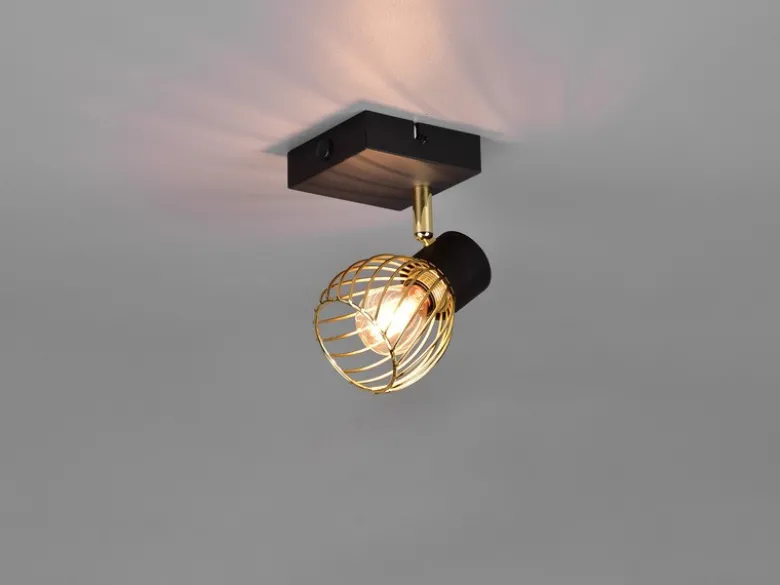 LED Wandstrahler mit Gitter Lampenschirm in Gold, Breite 9cm