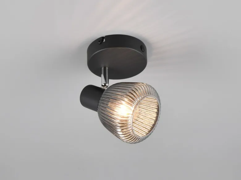 LED Wandstrahler mit Glasschirm Chrom bedampft, Breite 10cm