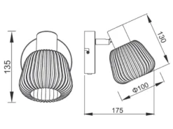 LED Wandstrahler mit Glasschirm Chrom bedampft, Breite 10cm