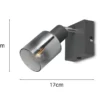 LED Wandstrahler mit Glasschirm Chrom bedampft, Breite 9cm