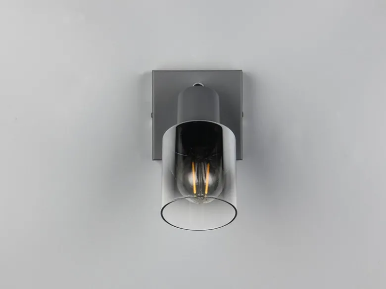 LED Wandstrahler mit Glasschirm Chrom bedampft, Breite 9cm
