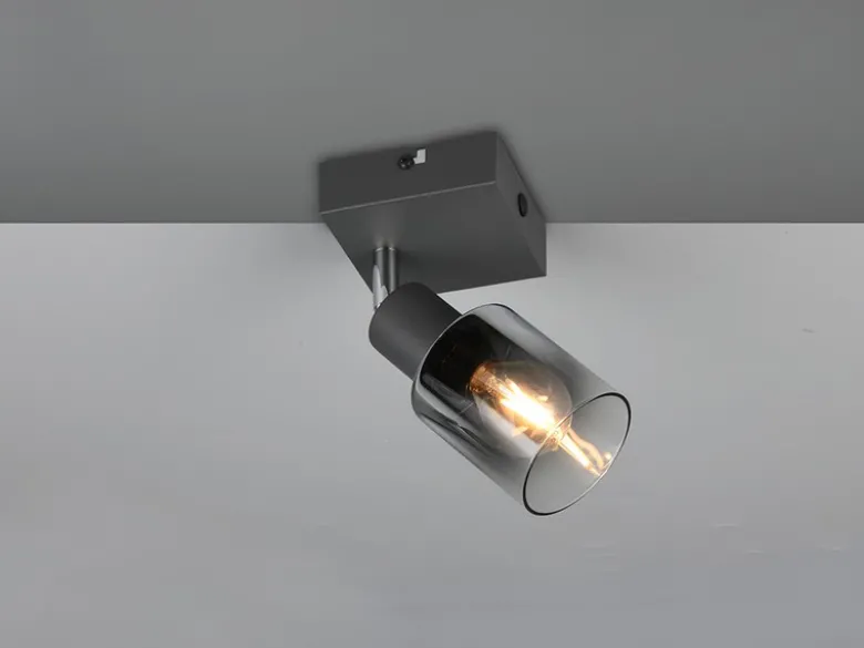 LED Wandstrahler mit Glasschirm Chrom bedampft, Breite 9cm