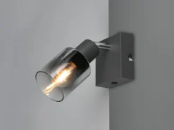 LED Wandstrahler mit Glasschirm Chrom bedampft, Breite 9cm