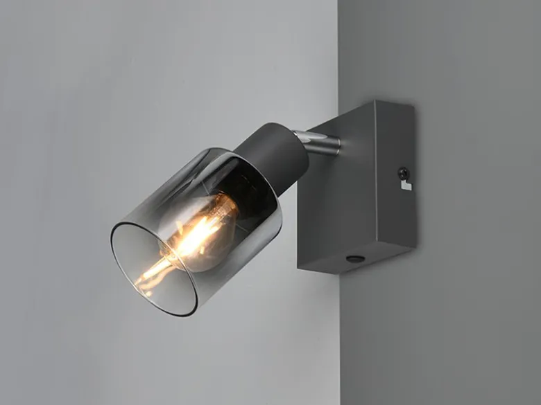 LED Wandstrahler mit Glasschirm Chrom bedampft, Breite 9cm