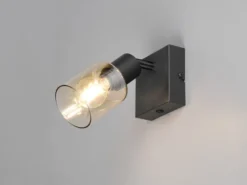 LED Wandstrahler mit Glasschirm Amberfarbig, Breite 9cm