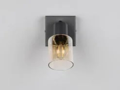 LED Wandstrahler mit Glasschirm Amberfarbig, Breite 9cm