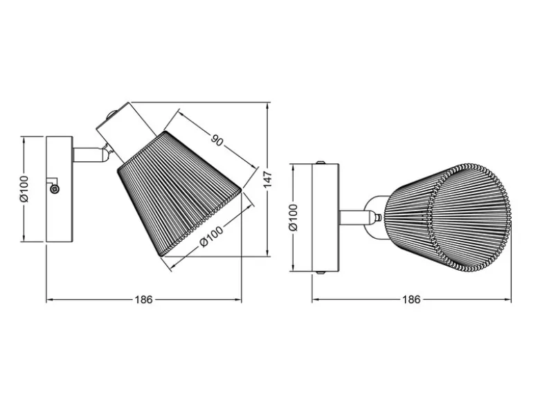 LED Wandstrahler mit Lampenschirm aus Papiergarn, Breite 10cm