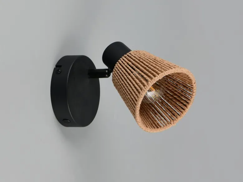 LED Wandstrahler mit Lampenschirm aus Papiergarn, Breite 10cm