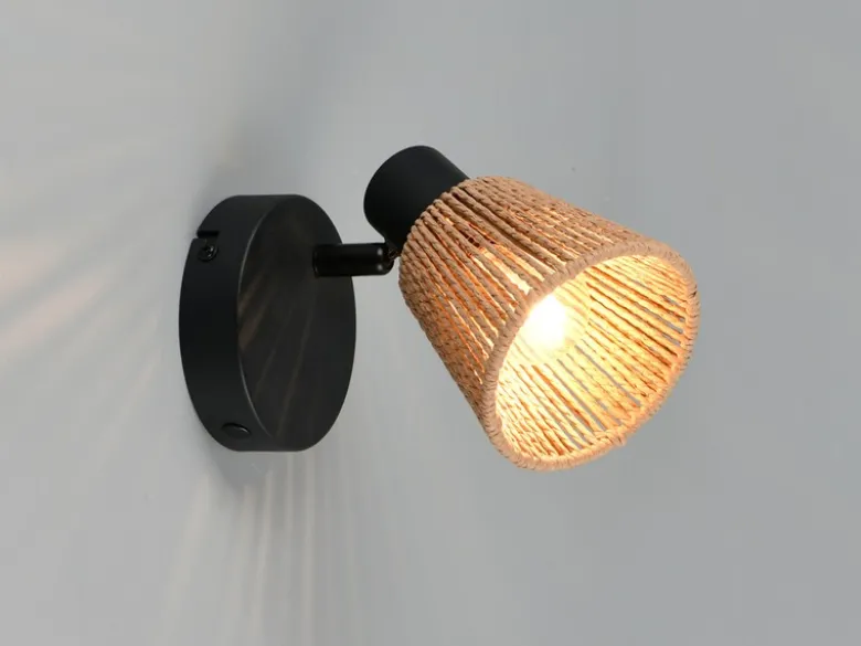 LED Wandstrahler mit Lampenschirm aus Papiergarn, Breite 10cm