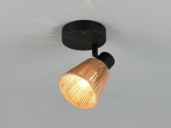 LED Wandstrahler mit Lampenschirm aus Papiergarn, Breite 10cm