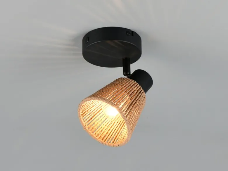 LED Wandstrahler mit Lampenschirm aus Papiergarn, Breite 10cm