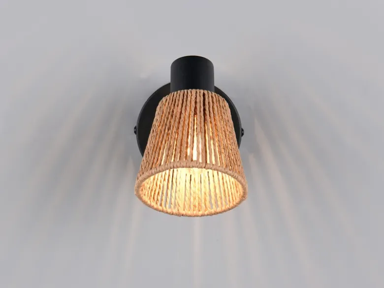 LED Wandstrahler mit Lampenschirm aus Papiergarn, Breite 10cm