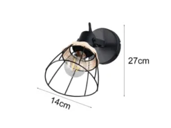 LED Wandstrahler mit Schalter & Gitter Lampenschirm Rattan, Breite 14cm