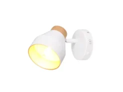 LED Wandstrahler mit Schalter, Metall Weiß / innen Gold, Breite 11cm