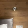 LED Wandstrahler mit Schalter aus Metall Silber, Höhe 14cm